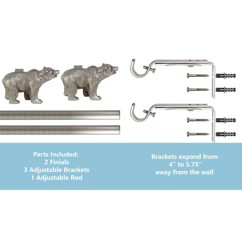 Farmhouse Bear 3/4" Curtain Rod Adjustable Designer Window Treatment